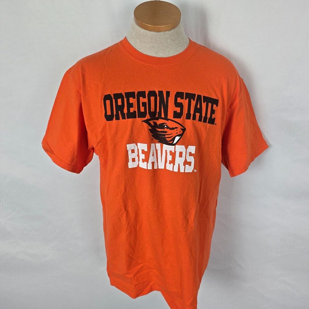 Port & Co. Oregon State Beavers T-Shirt Men's L Orange Black Short Sleeve Logo